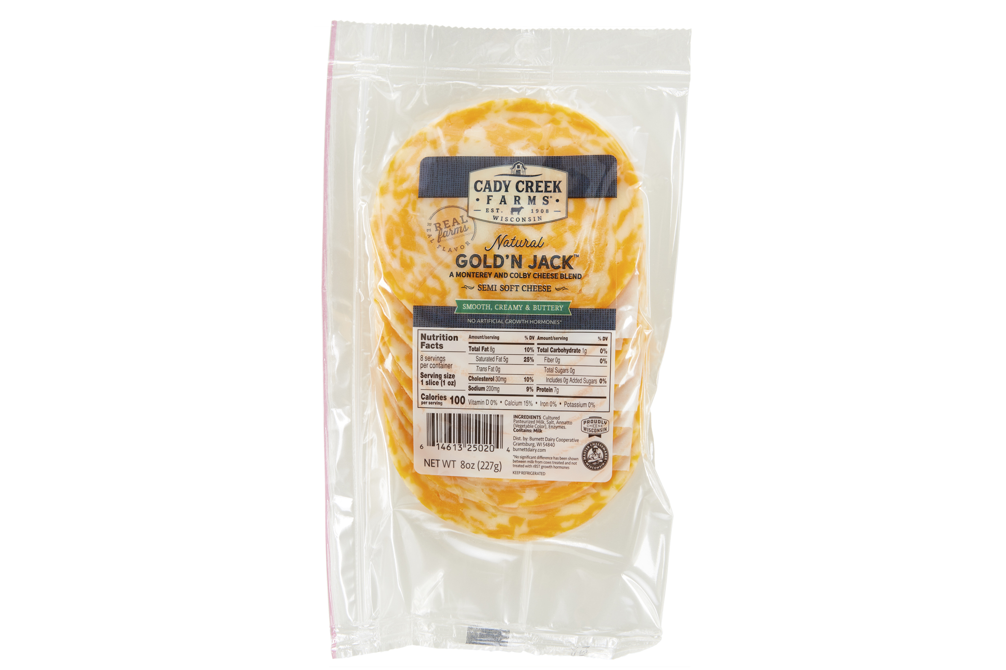 Cady Creek Farms 8 oz Colby Jack slices front package